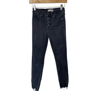 Madewell 9” High-Rise Skinny Jeans Size 25 Washed Black Semi Distressed